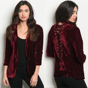 Lelis Wine Velvet Blazer Size Small